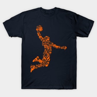 Basketball Playing Dunking Icon Silhouette T-Shirt